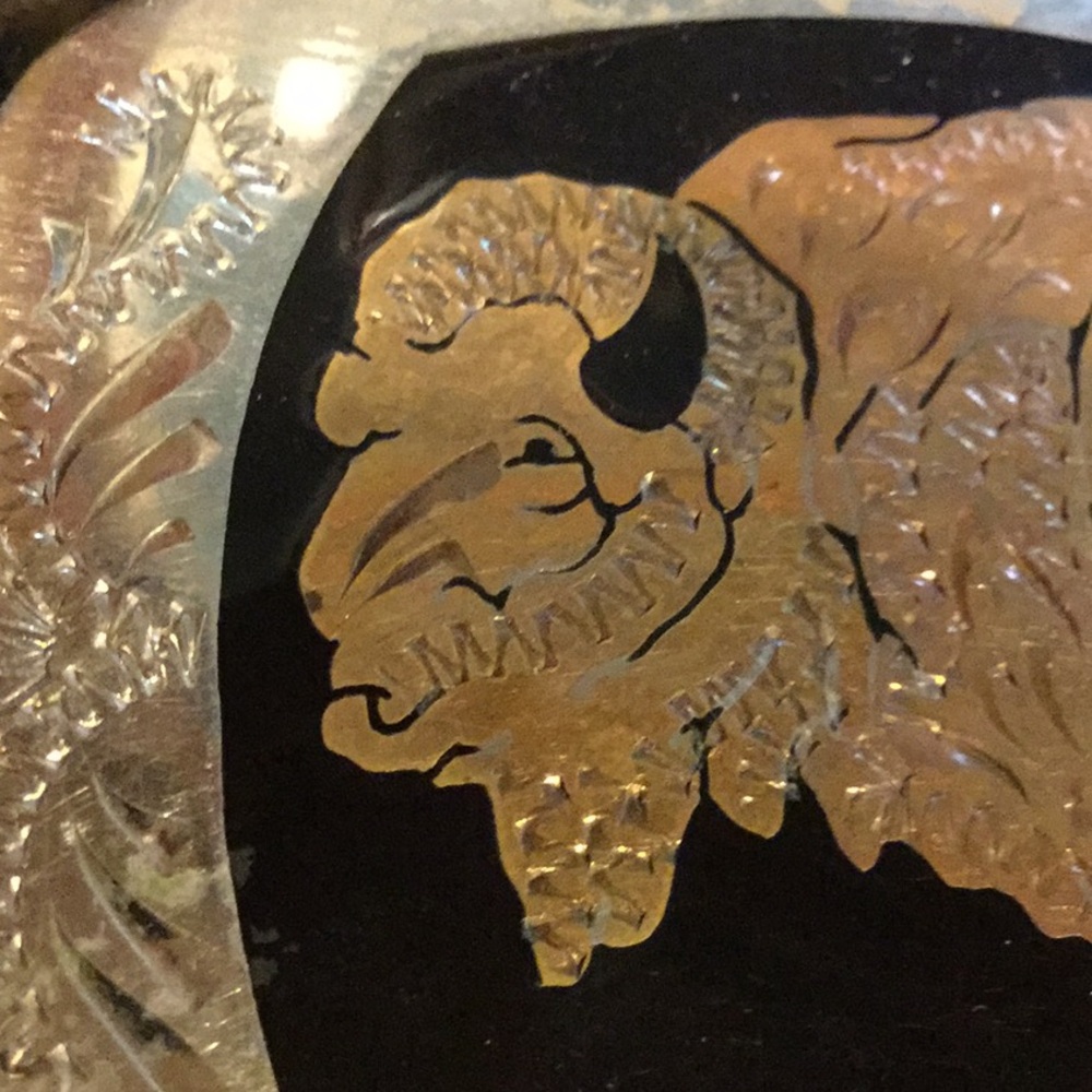 Buffalo vintage collector belt buckle estate western ranch cowgirl chic Arizona - Picture 3 of 7